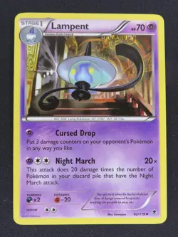 Lampent 42/119 Uncommon Phantom Forces Pokemon LP - Image 1