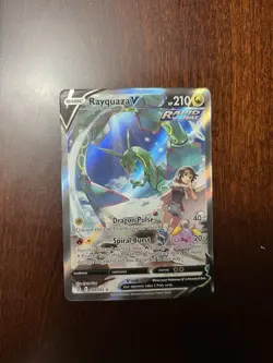 Pokemon Rayquaza v Evolving Skies Holo Card 194/203 Ultra Rare Full Art Alt Art - Image 1