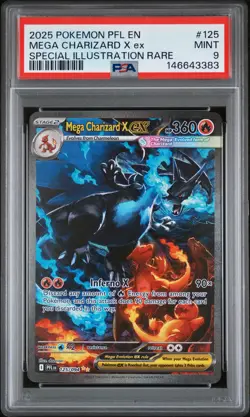 2025 POKEMON PFL EN-PHANTASMAL FLAMES #125 MEGA CHARIZARD X EX PSA 9 - Image 1