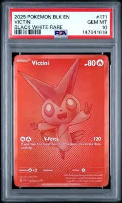 2025 POKEMON BLK EN-BLACK BOLT BLACK WHITE RARE #171 VICTINI PSA 10 - Image 1