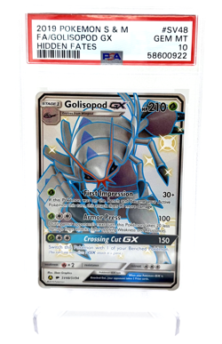 2019 POKEMON SUN & MOON HIDDEN FATES #SV48 FULL ART/GOLISOPOD GX PSA 10 - Image 1