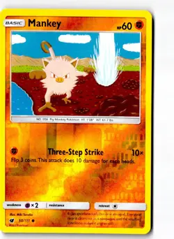 Mankey 50/111 Common Crimson Invasion Pokemon Reverse Holo Lightly Played - Image 1