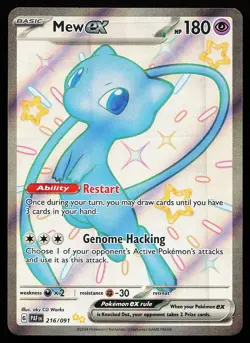 Mew ex 216/091 Shiny Holo Paldean Fates Pokemon Card - Image 1