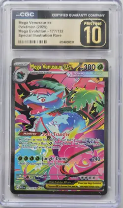 💥CGC Prestine 10 Mega Venusaur ex 177/132 Mega Evolution SIR Pokemon Card - Image 1