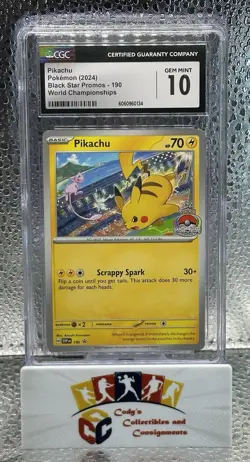 2024 POKEMON SVP EN-SV BLACK STAR PROMO #190 PIKACHU CGC 10 GEM MINT - Image 1