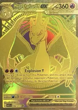 Mega Charizard Y ex 294/217 GOLD Hyper Rare Pokemon Ascended Heroes NEW IN HAND - Image 3