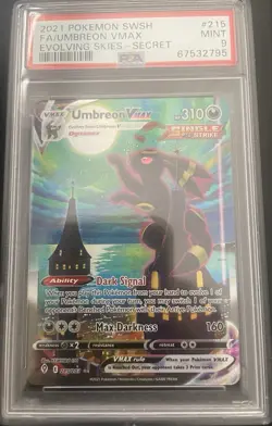 Pokemon TCG Umbreon VMAX Holo Secret Rare Card Evolving Skies 215/203 PSA9 - Image 1