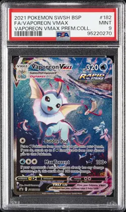 2021 POKEMON SWSH BLACK STAR PROMO #182 FULL ART/VAPOREON VMAX PSA 9 - Image 1