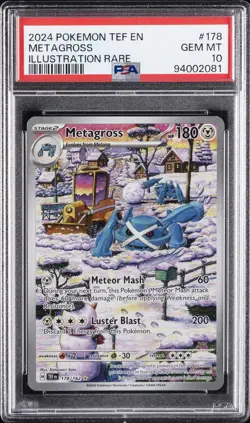 2024 POKEMON TEF EN-TEMPORAL FORCES ILLUSTRATION RARE #178 METAGROSS PSA 10 - Image 1
