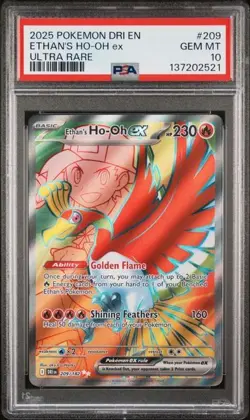 2025 POKEMON DRI EN-DESTINED RIVALS ULTRA RARE #209 ETHAN'S HO-OH EX PSA 10 - Image 1