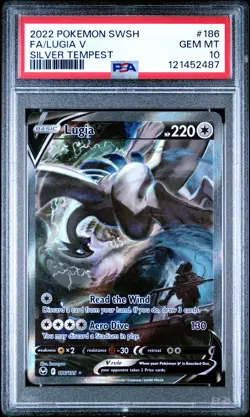 2022 POKEMON SWORD & SHIELD SILVER TEMPEST #186 FULL ART/LUGIA V PSA 10 - Image 1