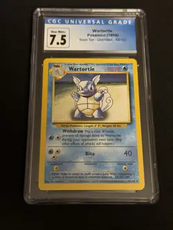 Pokemon Base Set Unlimited Uncommon Wartortle 42/102 CGC 7.5 Near Mint - Image 1