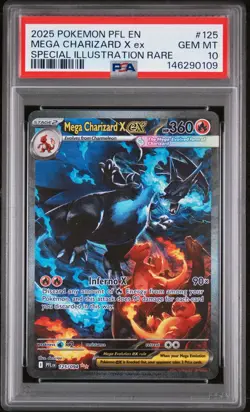 2025 POKEMON PFL EN-PHANTASMAL FLAMES #125 MEGA CHARIZARD X EX PSA 10 - Image 1