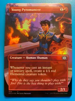 MTG 1x FOIL BORDERLESS Young Pyromancer # 364 Double Masters 2022 Magic x1 NM - Image 1