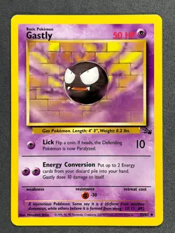 Gastly 33/62 Base Set Series Fossil UNCOMMON Basic Pokemon Card 1999 WOTC LP - Image 1
