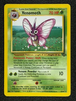 Venomoth 29/64 Base Set Series Jungle Stage 1 RARE 1999 Pokemon TCG Card WOTC NM - Image 1