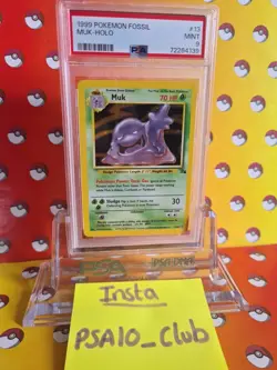 1999 Pokemon Fossil Base Set - no13 Muk Holo - Graded PSA9 Mint - Image 1