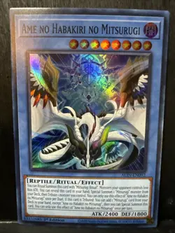 Yu-Gi-Oh! Ame No Habakiri No Mitsurugi Super Rare 1st Edition ALIN-EN092 - Image 1