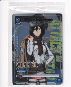 Mikasa Ackermann 2025 Union Arena UEPR Attack on Titan #AOT-1-023 Winner Promo! - Image 1
