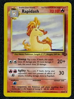 Rapidash 44/64 Base Set Series Jungle UNCOMMON Stage 1 POKEMON CARD 1999 - NM - Image 1
