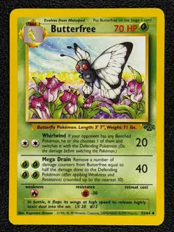 Butterfree 33/64 Base Set Series Jungle UNCOMMON 1999 Pokemon TCG Card WOTC NM - Image 1