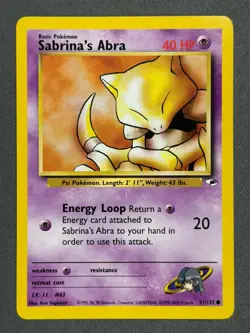 Sabrina's Abra 91/132 Gym Heroes Series Common Basic Pokemon Card WOTC 2000 NM - Image 1
