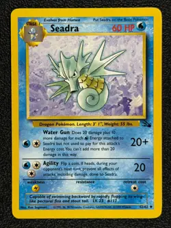 Seadra 42/62 Base Set Series Fossil UNCOMMON Stage 1 Pokemon Card 1999 WOTC NM - Image 1
