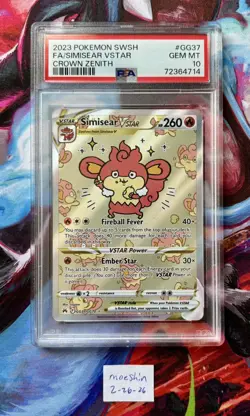 Pokemon SWSH Crown Zenith Simisear VSTAR Galarian Gallery 2023 GG37/GG70 PSA 10 - Image 1