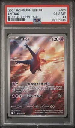 2024 Pokemon FRENCH Etincelles Deferlantes EV8 Latios AR 203/191 PSA 10 GEM MINT - Image 1