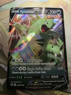 Pokemon TCG Tyranitar v SWSH109 Black Star Promo Ultra Rare Full Art Near Mint - Image 1