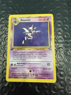 Vintage Pokemon 1st Edition Fossil Haunter Non-holo Rare Card 21/62 NM- - Image 1