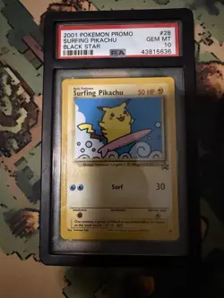 Pokemon 2001 League Black Star Surfing Pikachu Promo Card #28 PSA10 - Image 3