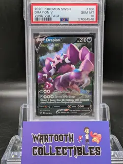2020 Pokemon SWSH Drapion V Vivid Voltage #106 PSA 10 GEM MT - Image 1