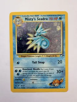 Pokemon TCG Misty's Seadra Holo Rare Card 9/132 Pokemon Gym Heroes - Played - Image 1