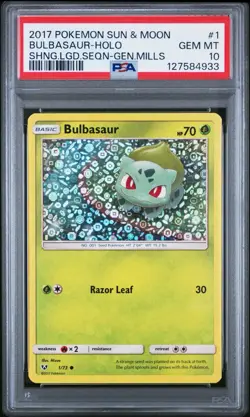 Bulbasaur 1/73 General Mills 2017 Sequin Holo Pokemon Card PSA 10 LOW POP - Image 1