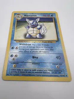 Pokemon TCG Wartortle Base Set, Unlimited Uncommon Card 42/102 LP Condition - Image 2