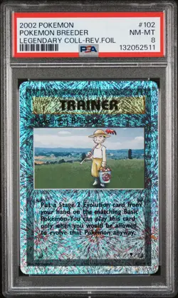 2002 POKEMON LEGENDARY COLLECTION #102 POKEMON BREEDER-REVERSE FOIL PSA 8 - Image 1