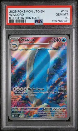 POKEMON JOURNEY TOGETHER WAILORD 162/159 ILLUSTRATION RARE PSA 10 - Image 1