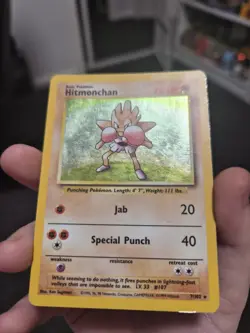 Pokemon TCG Hitmonchan Base Set 7/102 Holo Unlimited Holo Rare LP/Mp - Image 2
