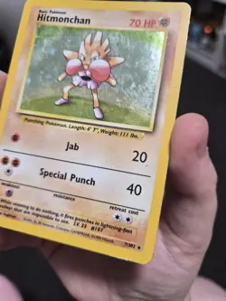 Pokemon TCG Hitmonchan Base Set 7/102 Holo Unlimited Holo Rare LP/Mp - Image 3