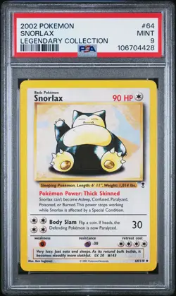 2002 Pokemon Legendary Collection Snorlax #64 PSA 9 MINT - Image 1