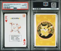 PSA 10 GEM MINT Pokemon Yellow Playing Card - Primeape King of Hearts (POP 1) - Image 1
