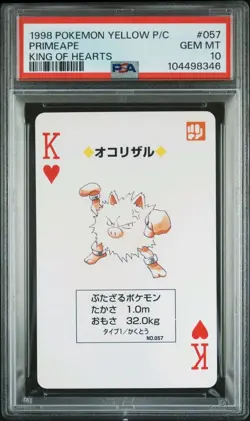 PSA 10 GEM MINT Pokemon Yellow Playing Card - Primeape King of Hearts (POP 1) - Image 2