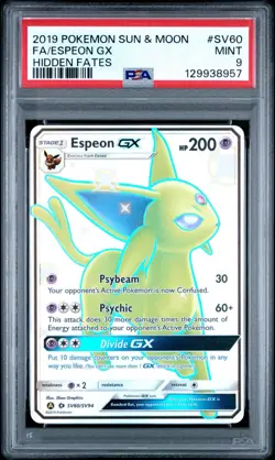 PSA 9 ESPEON GX SV60/SV94 | Hidden Fates Full Art Graded Pokemon Card - Image 1