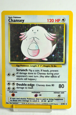 Pokemon card TCG Chansey 3/102 Holo Rare Base Set Vintage 1999 English MP - Image 1