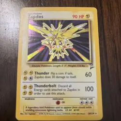 Pokemon TCG Zapdos Holo Rare Unlimited Card 20/130 Base Set 2 - Image 1