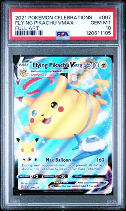 2021 POKEMON CELEBRATIONS #007 FULL ART/FLYING PIKACHU VMAX PSA 10 - Image 1
