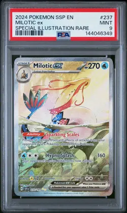 2024 POKEMON SSP EN-SURGING SPARKS SPECIAL ILLUSTRATION RARE MILOTIC EX PSA 9 - Image 1