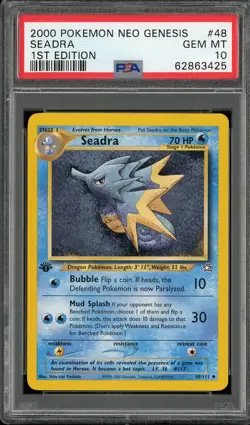 PSA 10 Seadra 1st Edition Neo Genesis 48/111 Pokemon Card - Image 1