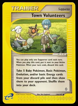Town Volunteers 136/147 Uncommon Aquapolis Pokemon Card - Image 1